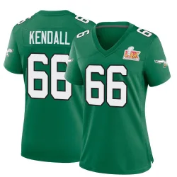 Women's Drew Kendall Philadelphia Eagles No.66 Game Kelly Alternate Super Bowl LIX Jersey - Green