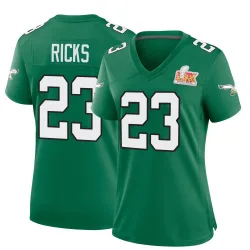 Women's Eli Ricks Philadelphia Eagles No.23 Game Kelly Alternate Super Bowl LIX Jersey - Green