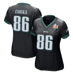 Women's Elijah Cooks Philadelphia Eagles No.86 Game Alternate Super Bowl LIX Jersey - Black