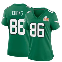 Women's Elijah Cooks Philadelphia Eagles No.86 Game Kelly Alternate Super Bowl LIX Jersey - Green