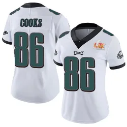 Women's Elijah Cooks Philadelphia Eagles No.86 Limited Vapor Untouchable Super Bowl LIX Jersey - White
