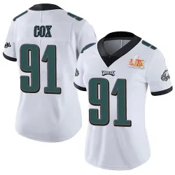 Women's Fletcher Cox Philadelphia Eagles No.91 Limited Vapor Untouchable Super Bowl LIX Jersey - White