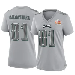 Women's Grant Calcaterra Philadelphia Eagles No.81 Game Atmosphere Fashion Super Bowl LIX Jersey - Gray