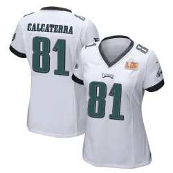 Women's Grant Calcaterra Philadelphia Eagles No.81 Game Super Bowl LIX Jersey - White