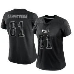Women's Grant Calcaterra Philadelphia Eagles No.81 Limited Reflective Jersey - Black