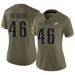 Women's Griffin Hebert Philadelphia Eagles No.46 Limited 2022 Salute To Service Jersey - Olive