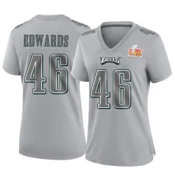 Women's Herman Edwards Philadelphia Eagles No.46 Game Atmosphere Fashion Super Bowl LIX Jersey - Gray