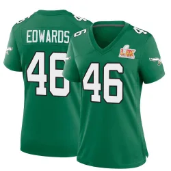 Women's Herman Edwards Philadelphia Eagles No.46 Game Kelly Alternate Super Bowl LIX Jersey - Green