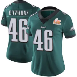 Women's Herman Edwards Philadelphia Eagles No.46 Limited Midnight Team Color Vapor Untouchable Super Bowl LIX Jersey - Green