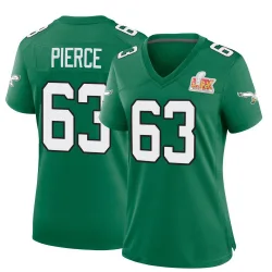Women's Hollin Pierce Philadelphia Eagles No.63 Game Kelly Alternate Super Bowl LIX Jersey - Green