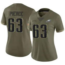 Women's Hollin Pierce Philadelphia Eagles No.63 Limited 2022 Salute To Service Jersey - Olive