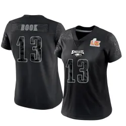 Women's Ian Book Philadelphia Eagles No.13 Limited Reflective Super Bowl LIX Jersey - Black