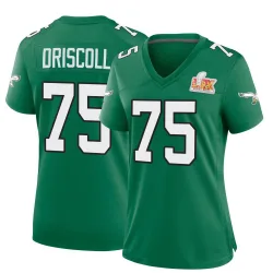 Women's Jack Driscoll Philadelphia Eagles No.75 Game Kelly Alternate Super Bowl LIX Jersey - Green