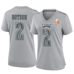 Women's Jahan Dotson Philadelphia Eagles No.2 Game Atmosphere Fashion Super Bowl LIX Jersey - Gray