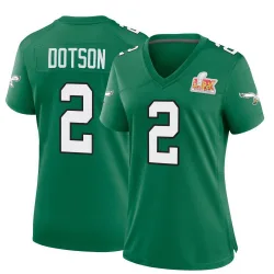 Women's Jahan Dotson Philadelphia Eagles No.2 Game Kelly Alternate Super Bowl LIX Jersey - Green