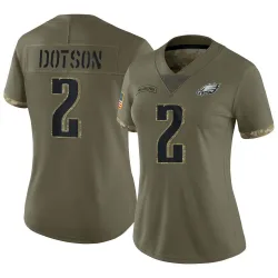 Women's Jahan Dotson Philadelphia Eagles No.2 Limited 2022 Salute To Service Jersey - Olive