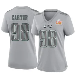Women's Jalen Carter Philadelphia Eagles No.98 Game Atmosphere Fashion Super Bowl LIX Jersey - Gray