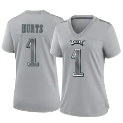 Women's Jalen Hurts Philadelphia Eagles No.1 Game Atmosphere Fashion Jersey - Gray