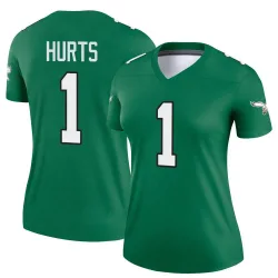 Women's Jalen Hurts Philadelphia Eagles No.1 Legend Kelly Alternate Jersey - Green