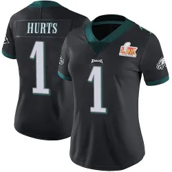Women's Jalen Hurts Philadelphia Eagles No.1 Limited Alternate Vapor Untouchable Super Bowl LIX Jersey - Black