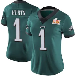 Women's Jalen Hurts Philadelphia Eagles No.1 Limited Midnight Team Color Vapor Untouchable Super Bowl LIX Jersey - Green