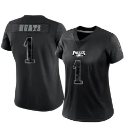 Women's Jalen Hurts Philadelphia Eagles No.1 Limited Reflective Jersey - Black