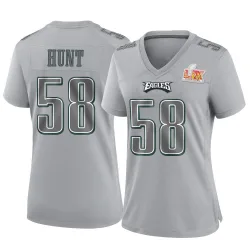 Women's Jalyx Hunt Philadelphia Eagles No.58 Game Atmosphere Fashion Super Bowl LIX Jersey - Gray