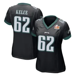 Women's Jason Kelce Philadelphia Eagles No.62 Game Alternate Super Bowl LIX Jersey - Black