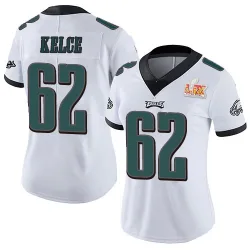 Women's Jason Kelce Philadelphia Eagles No.62 Limited Vapor Untouchable Super Bowl LIX Jersey - White