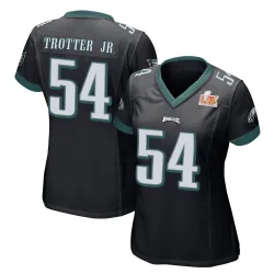 Women's Jeremiah Trotter Jr. Philadelphia Eagles No.54 Game Alternate Super Bowl LIX Jersey - Black