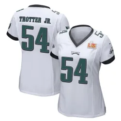 Women's Jeremiah Trotter Jr. Philadelphia Eagles No.54 Game Super Bowl LIX Jersey - White