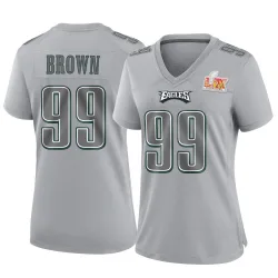 Women's Jerome Brown Philadelphia Eagles No.99 Game Atmosphere Fashion Super Bowl LIX Jersey - Gray