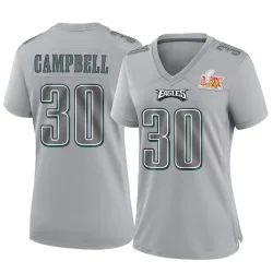 Women's Jihaad Campbell Philadelphia Eagles No.30 Game Atmosphere Fashion Super Bowl LIX Jersey - Gray