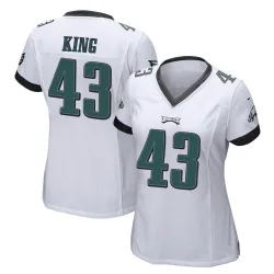Women's Johnny King Philadelphia Eagles No.43 Game Jersey - White