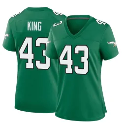 Women's Johnny King Philadelphia Eagles No.43 Game Kelly Alternate Jersey - Green