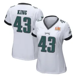 Women's Johnny King Philadelphia Eagles No.43 Game Super Bowl LIX Jersey - White
