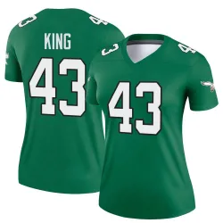 Women's Johnny King Philadelphia Eagles No.43 Legend Kelly Alternate Jersey - Green