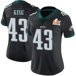 Women's Johnny King Philadelphia Eagles No.43 Limited Alternate Vapor Untouchable Super Bowl LIX Jersey - Black
