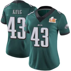 Women's Johnny King Philadelphia Eagles No.43 Limited Midnight Team Color Vapor Untouchable Super Bowl LIX Jersey - Green
