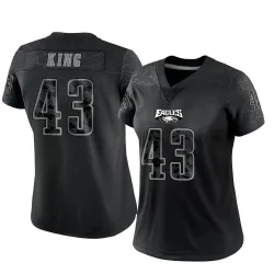 Women's Johnny King Philadelphia Eagles No.43 Limited Reflective Jersey - Black