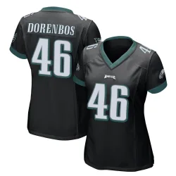 Women's Jon Dorenbos Philadelphia Eagles No.46 Game Alternate Jersey - Black