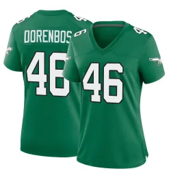 Women's Jon Dorenbos Philadelphia Eagles No.46 Game Kelly Alternate Jersey - Green