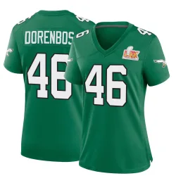 Women's Jon Dorenbos Philadelphia Eagles No.46 Game Kelly Alternate Super Bowl LIX Jersey - Green