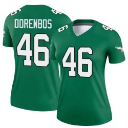 Women's Jon Dorenbos Philadelphia Eagles No.46 Legend Kelly Alternate Jersey - Green