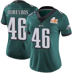 Women's Jon Dorenbos Philadelphia Eagles No.46 Limited Midnight Team Color Vapor Untouchable Super Bowl LIX Jersey - Green