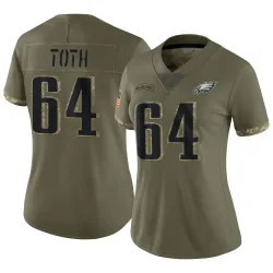 Women's Jon Toth Philadelphia Eagles No.64 Limited 2022 Salute To Service Jersey - Olive