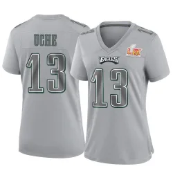 Women's Joshua Uche Philadelphia Eagles No.13 Game Atmosphere Fashion Super Bowl LIX Jersey - Gray