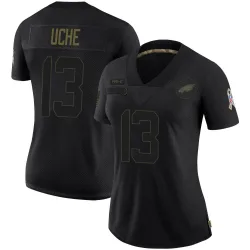 Women's Joshua Uche Philadelphia Eagles No.13 Limited 2020 Salute To Service Jersey - Black