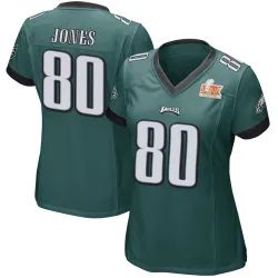 Women's Julio Jones Philadelphia Eagles No.80 Game Team Color Super Bowl LIX Jersey - Green