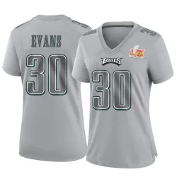 Women's Justin Evans Philadelphia Eagles No.30 Game Atmosphere Fashion Super Bowl LIX Jersey - Gray